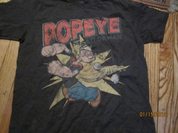 Popeye The Sailorman Grey Vintage Fit T Shirt Medium Sale