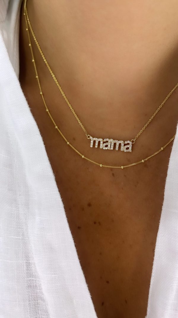 Diamond MAMA Necklace For Sale