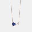 Diamond Navy Double Heart Necklace Supply