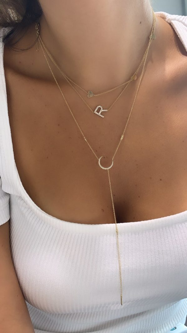 Diamond Half Moon Lariat Necklace Sale