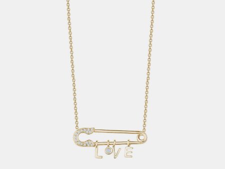 Diamond Love Safety Pin Necklace Fashion