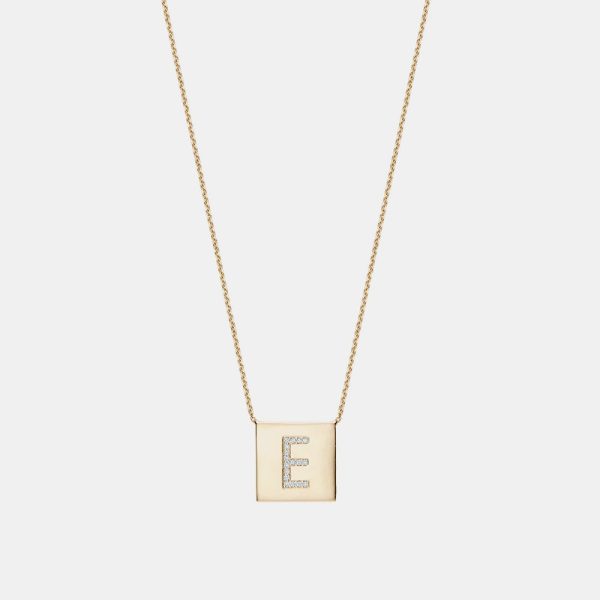 Square Diamond Initial Pendant Necklace Online Hot Sale