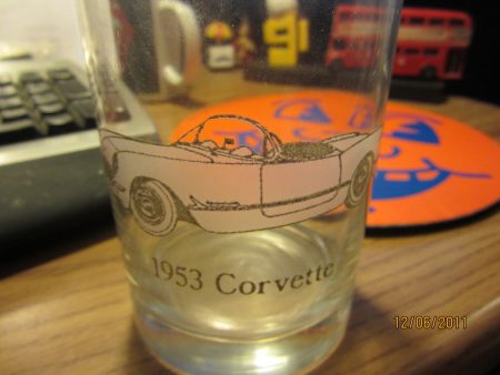 1953 Corvette Etched Logo 4 Inch Tall Glass Supply