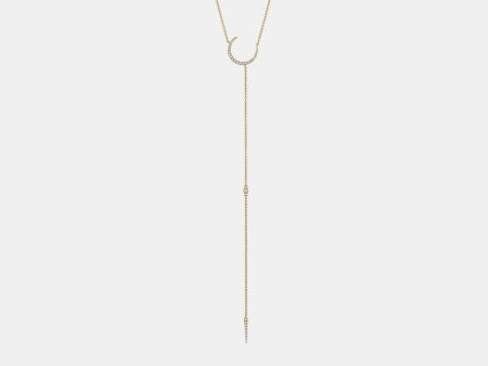 Diamond Half Moon Lariat Necklace Sale