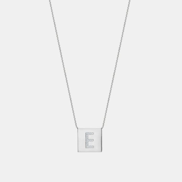 Square Diamond Initial Pendant Necklace Online Hot Sale