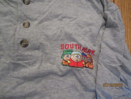 South Park Embroidered Logo Long Sleeve 3 Button Shirt Large Online