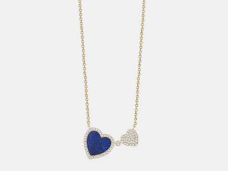 Diamond Navy Double Heart Necklace Supply