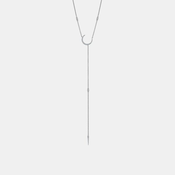 Diamond Half Moon Lariat Necklace Sale