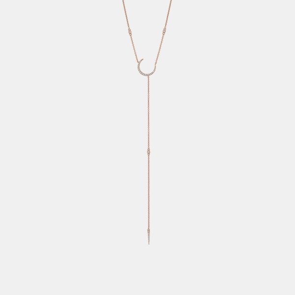 Diamond Half Moon Lariat Necklace Sale