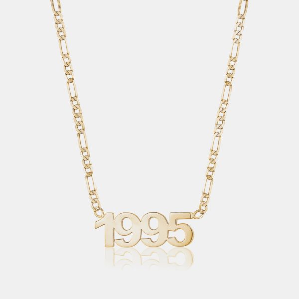 Custom Date Figaro Chain Necklace For Cheap